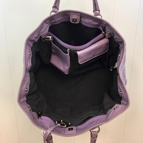 Lenny e Cia Purple Quilted Leather Large Satchel - Picture 6 of 8